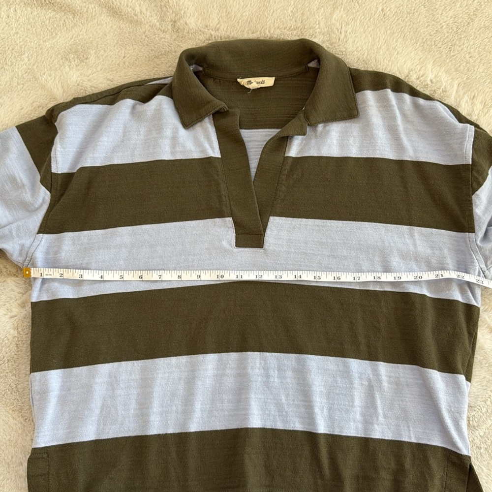 Madewell Striped Long Sleeve Polo Shirt. Size M - Picture 4 of 6